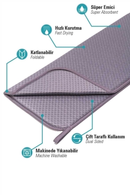 Bulaşık Matı - Süper Emici Bulaşık Kurutma Örtüsü 45x36 cm, Katlanabilir Antrasit Mat - 5