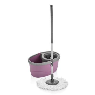 Mopmatik Döner Başlıklı Temizlik Seti Hazneli Mürdüm Vileda Mop + 1 Microfiber Yedek Başlık Hediye - 1