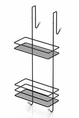 Ömür Boyu Paslanmaz 2 Katlı Askılı Banyo Duş Rafı Sabunluk Şampuanlık Siyah - 5
