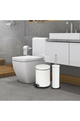 SAS Beyaz Çöp Kovası Wc Fırça Set 2 Li Set 3 Lt - 8