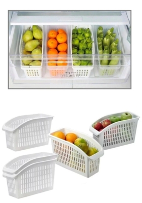 SAS Buzdolabı Sepeti Dolap Içi Düzenleyici Sepet Organizer Beyaz 4 adet 30x16x17 No:2 - 2