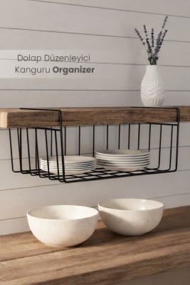 Dolap Düzenleyici Kanguru Organizer Asılabilir Havlupan Düzenleyici Banyo Mutfak Düzenleyici Siyah - Sas Haus