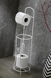 - Sas Haus Ömür Boyu Paslanmaz Ayaklı Wc Kağıtlı Yedek Kağıt Hazneli Tuvalet Kağıtlığı Yuvarlak Beyaz