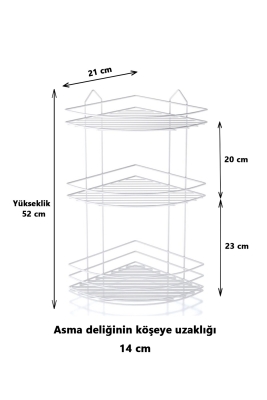 SAS Ömür Boyu Paslanmaz Yapışkanlı Banyo Köşeliği Düzenleyici Şampuanlık Duş Rafı Beyaz EK-03 - 3