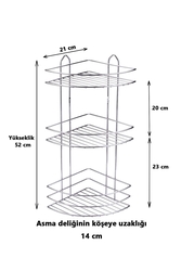 SAS Yapışkanlı Banyo Köşeliği Düzenleyici Şampuanlık Duş Rafı Krom EK-03 - 3